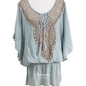 Vintage Miss June Paris Aqua Sequin Dress S/M EUC